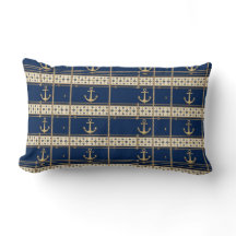 Vintage Maritime Navy Blue Stripes Anchor Rope Art