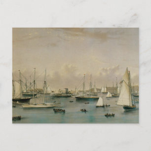 Vintage Maritime, Yacht Squadron at Newport Harbor Postcard