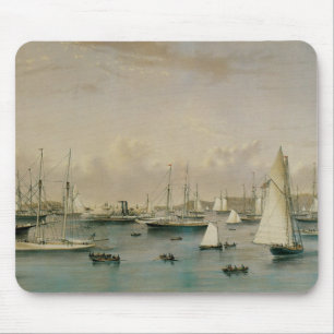 Vintage Maritime, Yacht Squadron at Newport Harbou Mouse Pad