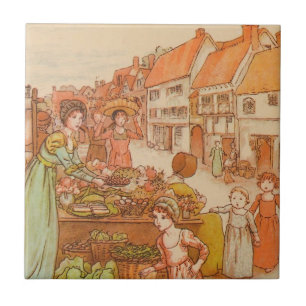 Vintage Market Day Grocery Produce Food Stall  Ceramic Tile