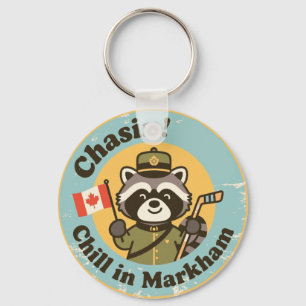 Vintage Markham Ontario Relaxing Racoon Key Ring