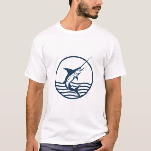 Vintage Marlin Fishing Logo - Retro Saltwater Fish T-Shirt