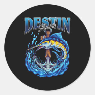 Vintage Marlin Nautical Anchor Destin Florida Fish Classic Round Sticker