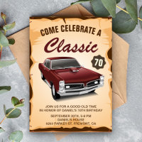 Vintage Maroon Red Car Classic Birthday Invitation