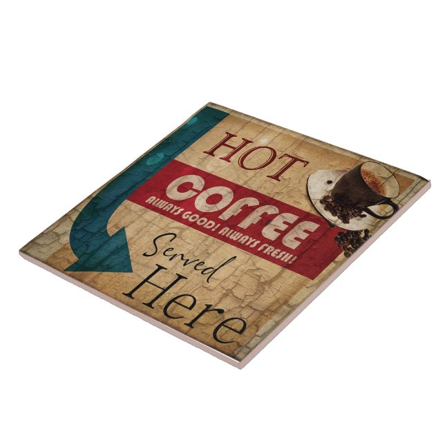 Vintage marquee coffee sign ceramic tile (Side)
