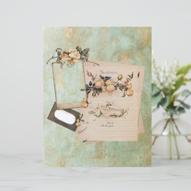 Vintage Marriage Certificate and Label (Standing Front)