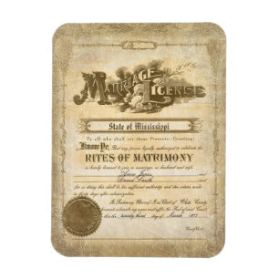Vintage Marriage Certificate  Magnet