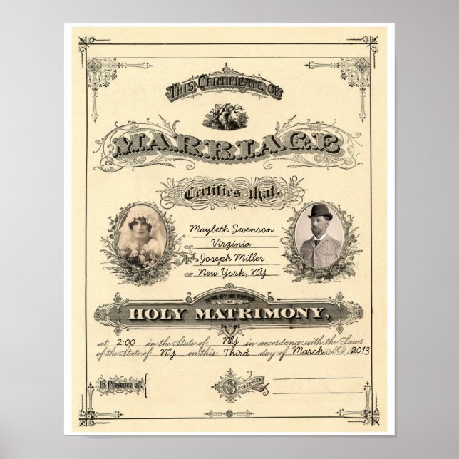 Vintage Marriage License Poster (Front)