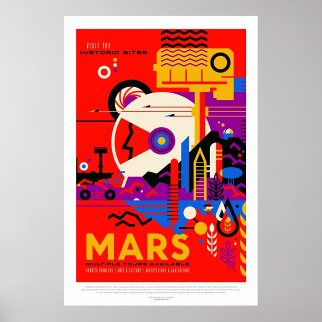 Vintage Mars Historic Sites Space Travel Poster (Front)