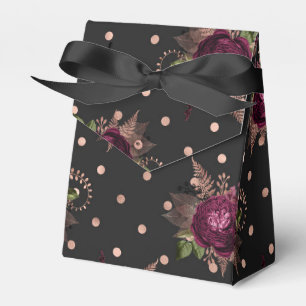 Vintage Marsala and Rose Gold Floral Favour Box