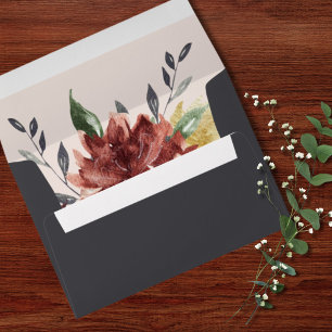 Vintage Marsala Blush Pewter Floral Envelope