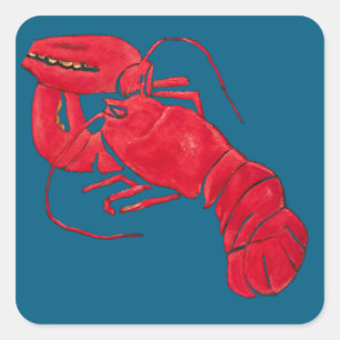 Vintage Marsden Hartley Red Lobster on Black Art Square Sticker