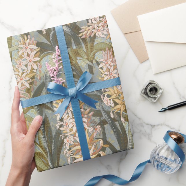 Vintage Marsh Lilies Pink Ornamental   Wrapping Paper (Gifting)