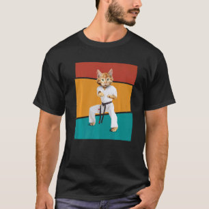 Vintage Martial Realistic Cat Karate T-Shirt