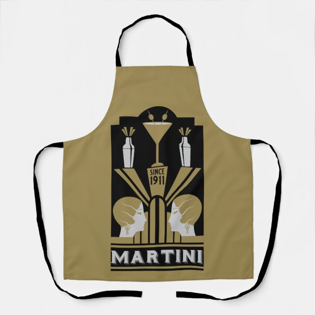 Vintage Martini Art Deco Apron (Front)