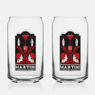 Vintage Martini Art Deco Can Glass