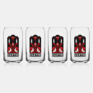 Vintage Martini Art Deco Can Glass