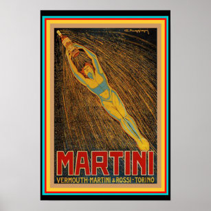 Vintage Martini & Rossi Art Deco Poster