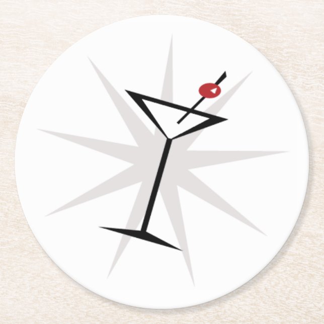 +[ Vintage Martini ]+ Round Paper Coaster (Front)