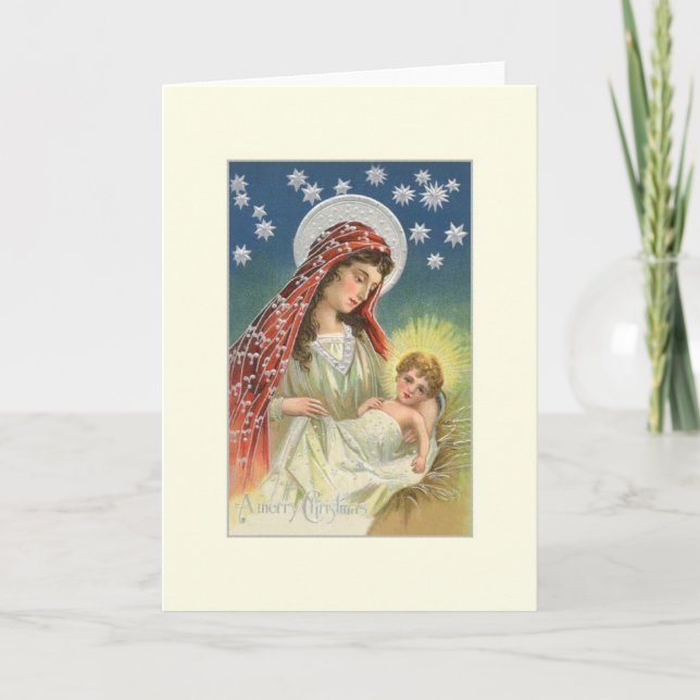 Vintage Mary and Baby Jesus Christmas Card (Front)