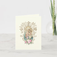 Vintage Mary and Child Religious Floral
