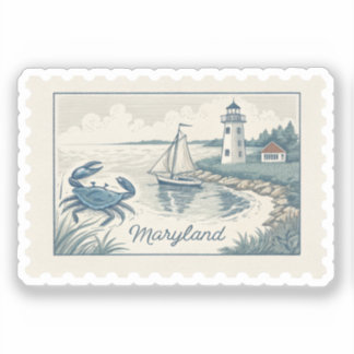 Vintage Maryland Blue Crab Lighthouse Stamp