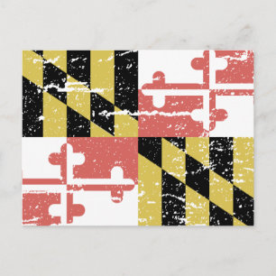 Vintage MARYLAND Flag Postcard