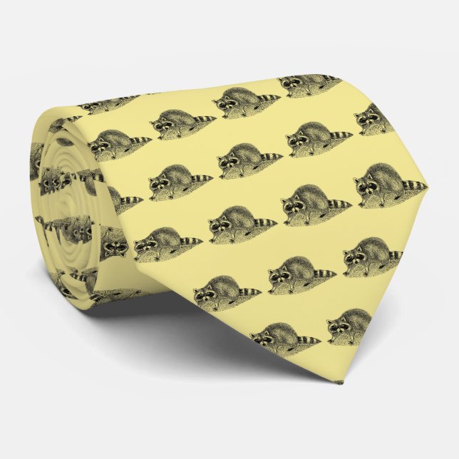 Vintage Masked Raccoon Tie (Rolled)