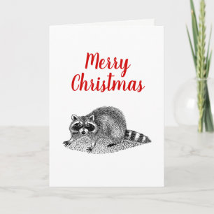 Vintage Masked Racoon Holiday Card