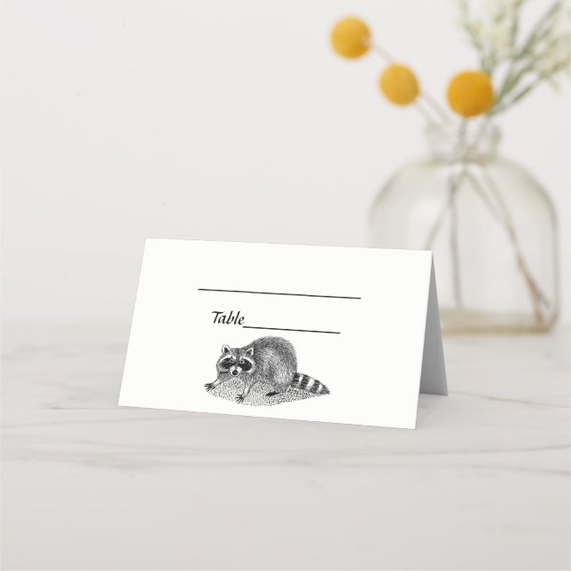 Vintage Masked Racoon Place Card (Front)
