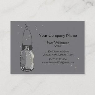 Vintage Mason Jar & Fireflies Save the Date Business Card