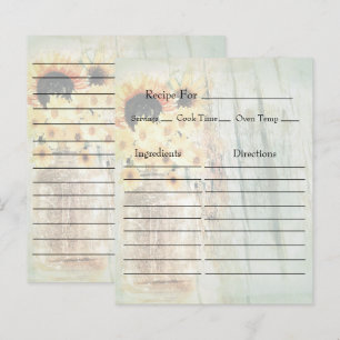 Vintage Mason Jar with Sunflowers Recipe Cards