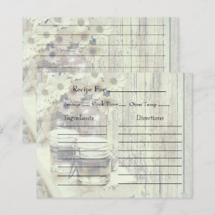 Vintage Mason Jar with Sunflowers Recipe Cards