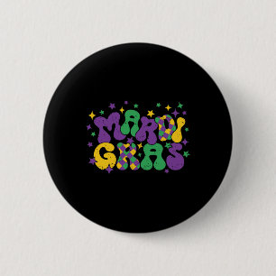 Vintage Masquerade Mardi Gras Groovy Beads Parade 6 Cm Round Badge