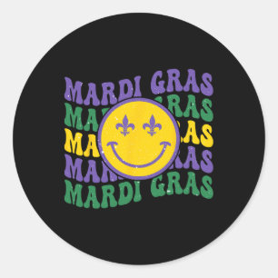 Vintage Masquerade Mardi Gras Groovy Beads Parade Classic Round Sticker