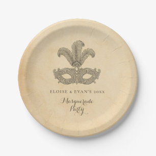 Vintage Masquerade Party Paper Plate