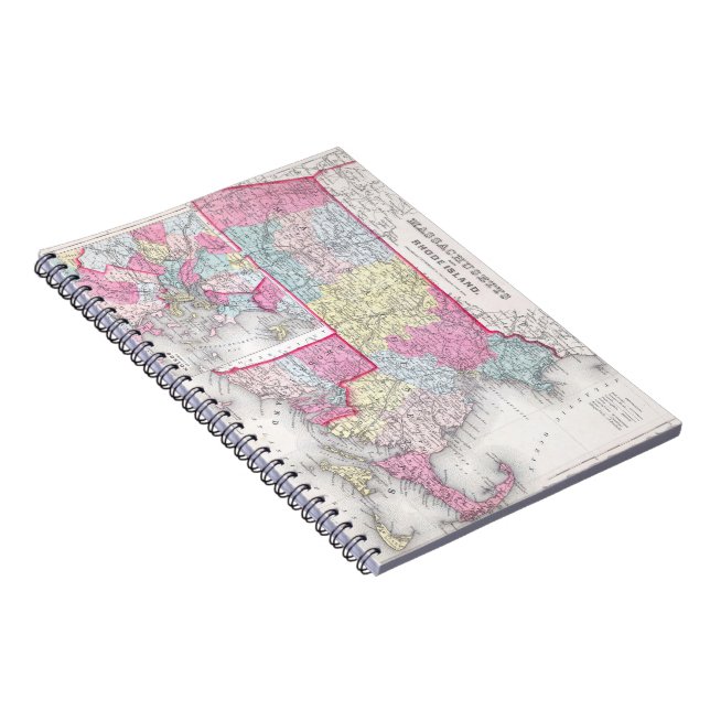 Vintage Massachusetts and Rhode Island Map (1855) Notebook (Right Side)