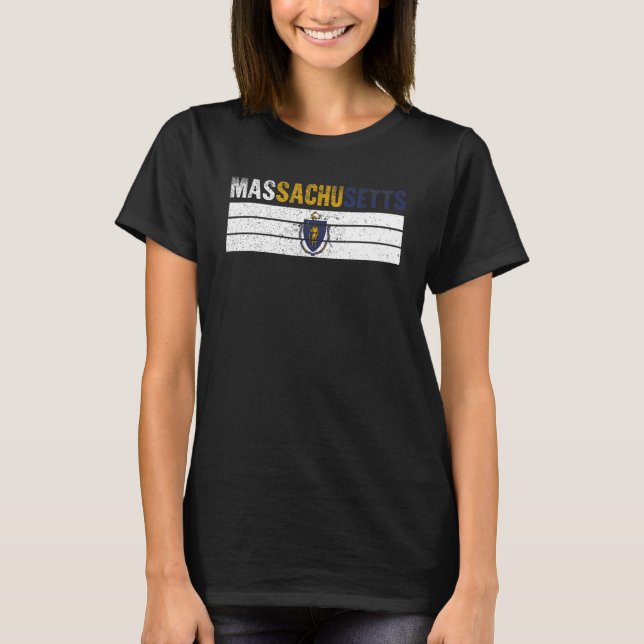 Vintage Massachusetts Flag Massachusetts Proud Men T-Shirt (Front)