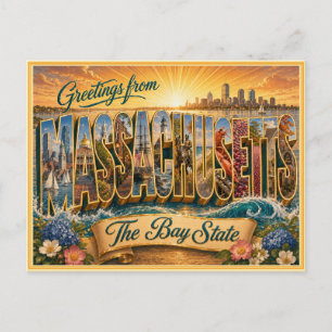 Vintage Massachusetts Greeting From Postcard