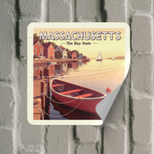 Vintage Massachusetts Square Sticker