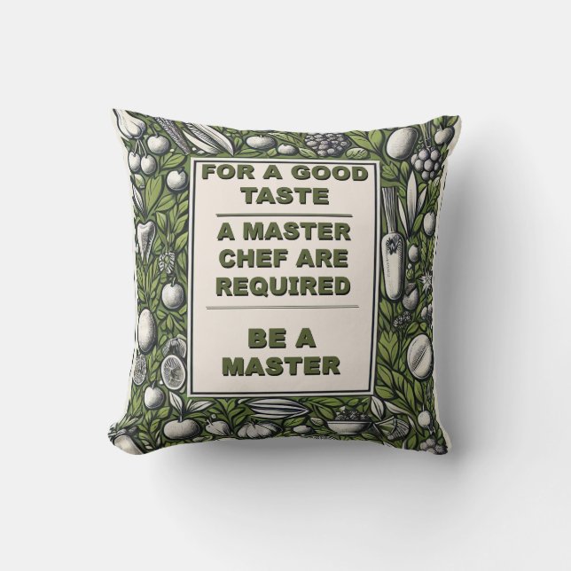 Vintage Master Chef Typography Design Cushion (Front)