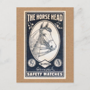 Vintage Match Label - The Horse Head Postcard