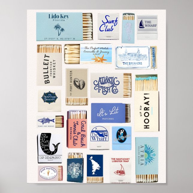 Vintage Matchbook Art Coastal Poster (Front)