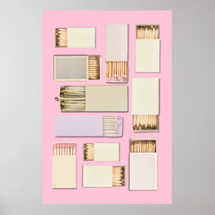 Vintage Matchbox Template Personalise Pink Poster