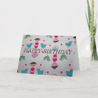 Vintage Material HAPPY BIRTHDAY Card