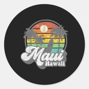 Vintage Maui Hawaii Hawaiian Beach Surfing 70's Su Classic Round Sticker