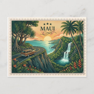 Vintage Maui Hawaii Road to Hana Postcard