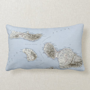 Vintage Maui Hawaii Topographical Map Lumbar Cushion