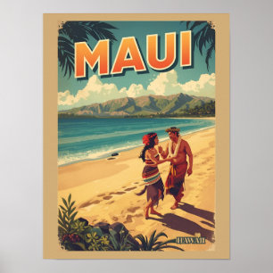 Vintage Maui hawaii tropical beach souvenirs gifts Poster