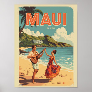Vintage Maui hawaii tropical beach souvenirs gifts Poster